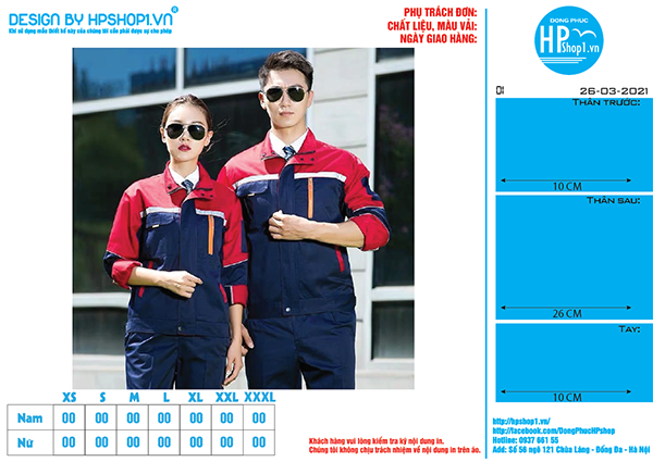 Thiết kế áo đồng phục bảo hộ lao động - Đồng Phục HP - Công Ty TNHH Sản Xuất Đồng Phục Phương Hoa